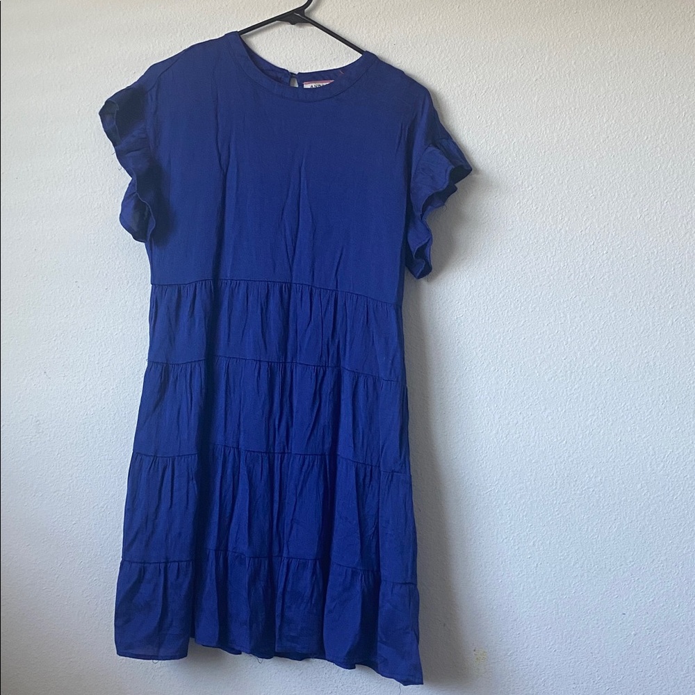 Andree Women's Blue Ruffle Sleeve Dress